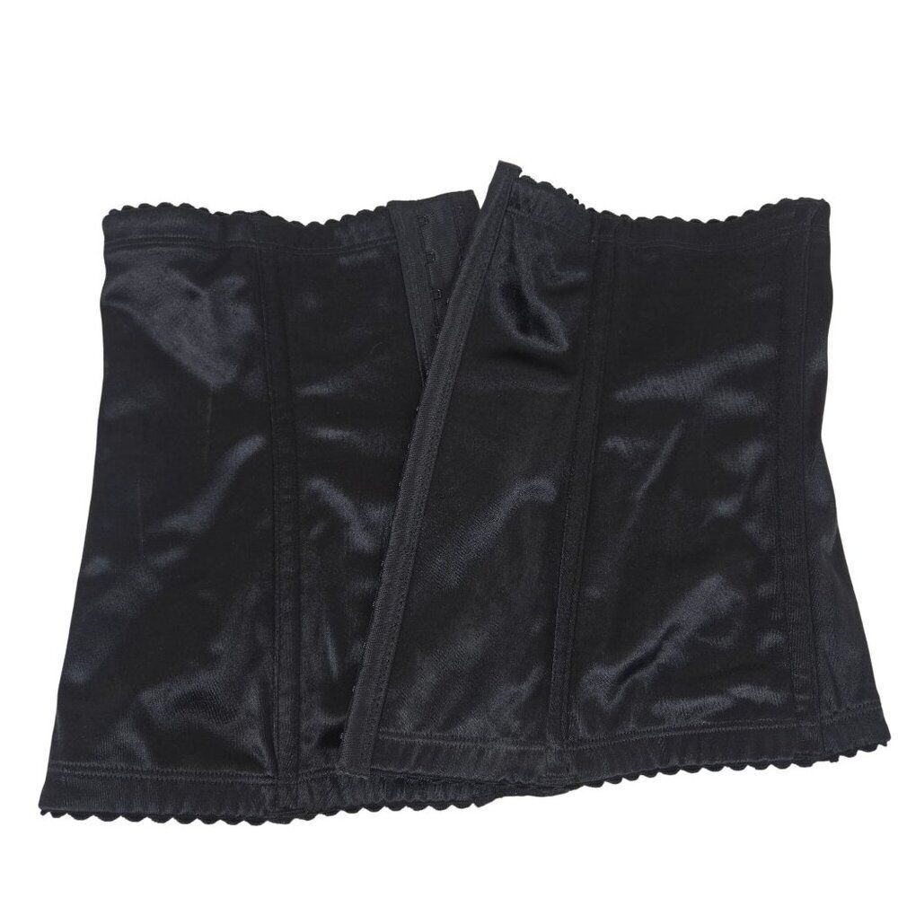 Illusion Black Satin Waist Cincher Under Bust Corset Womens Size Large